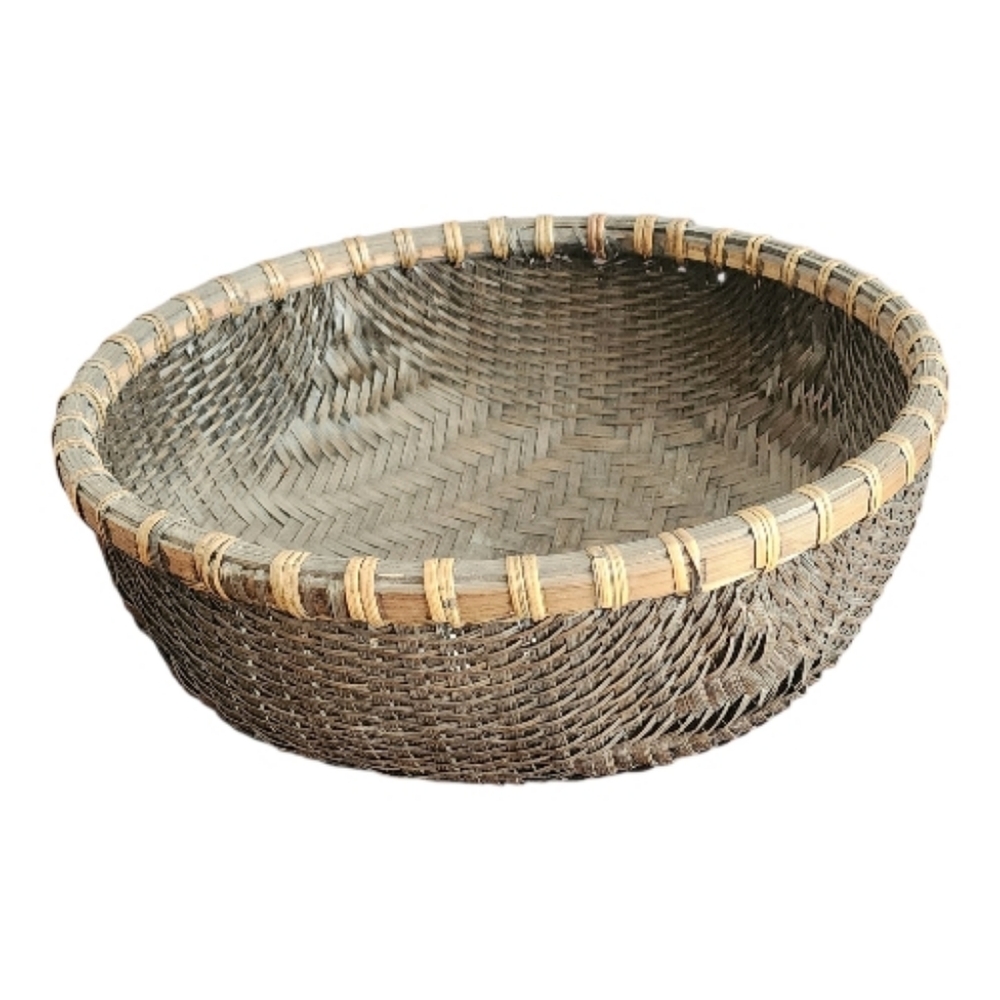 Handwoven Brown Rattan Basket Made In Vietnam‎ Medium Size